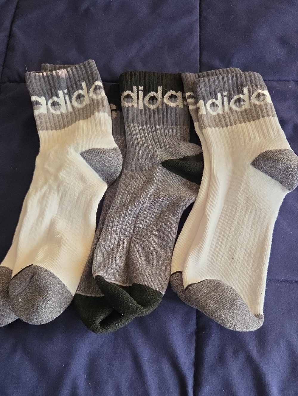 Bundle Of Adidas Men's Crew Athletic Socks in Gray, Black & White - 3 Pair